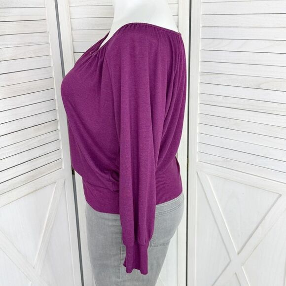 Old Navy Button V Neck Knit Top Shirt Purple Large - Picture 2 of 12